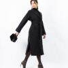 Black belted long coat with slits